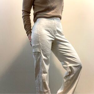 Twin-Set Y2K Cream Cargo Wide Leg High Wasted Pants
